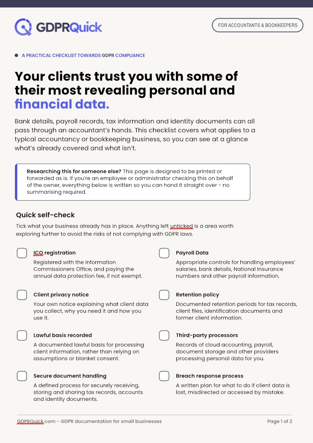 Free Downloadable Checklist for accountants & bookkeepers