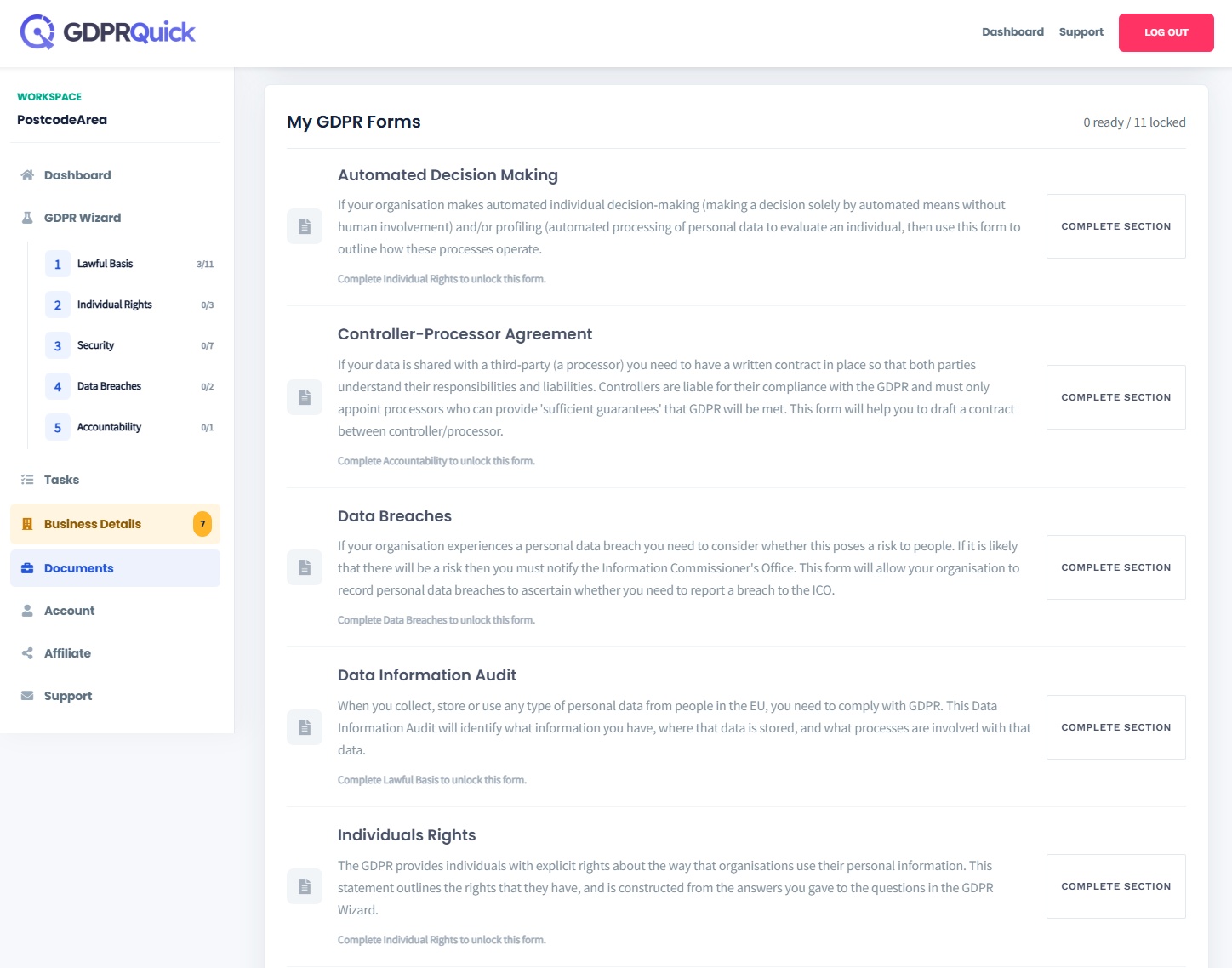 GDPR forms and downloads